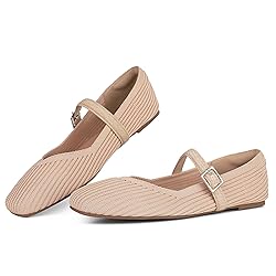 CELNEPHO Nude Flats for Women Square Toe Ballet