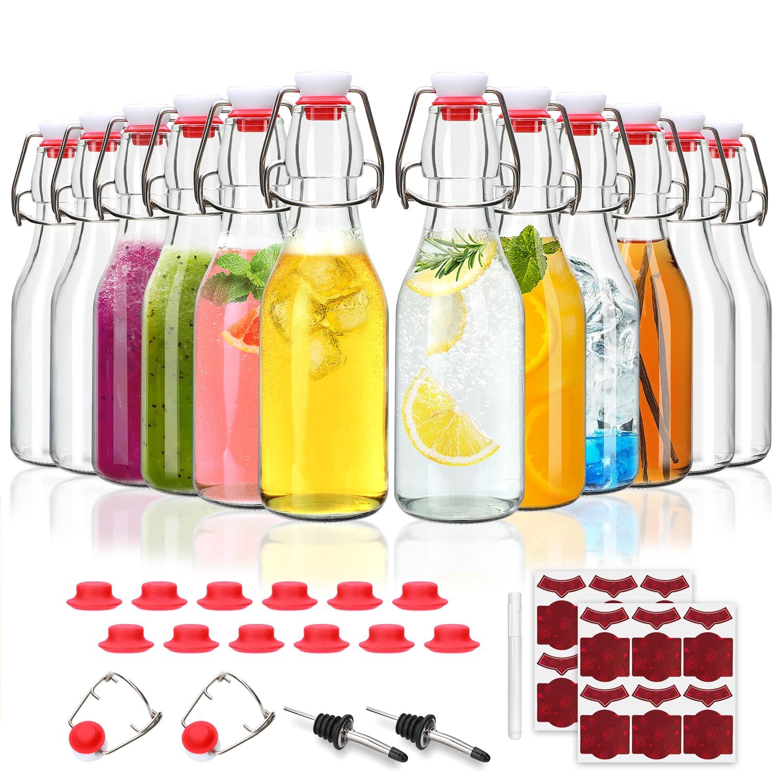 Photo 1 of Accguan 8oz Flip Top Glass Bottle,Swing Top Beer Bottle for Kombucha, Kefir, Vanilla Extract, Beer, Beverages, Oil, Vinegar, Beer, Soda,Leak Proof?Juice, Tea(12pcs)