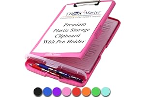 Think2Master Pink Plastic Storage Clipboard with Pencil Holder. | 25% Heavier & 25% Sturdier| Heavy Duty. Must Have for Nurses, Teachers & Classrooms.