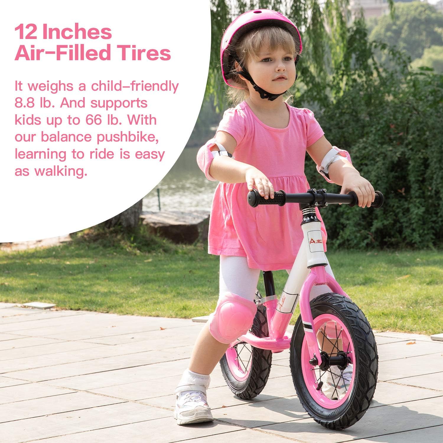 AODI Kids Balance Bike, No Pedal Toddler Bike with Adjustable Seat Bike, Toddler Walking Bicycle for Ages 18 Months to 5 Years 12 Inch Inflatable Wheels: Sports & Outdoors