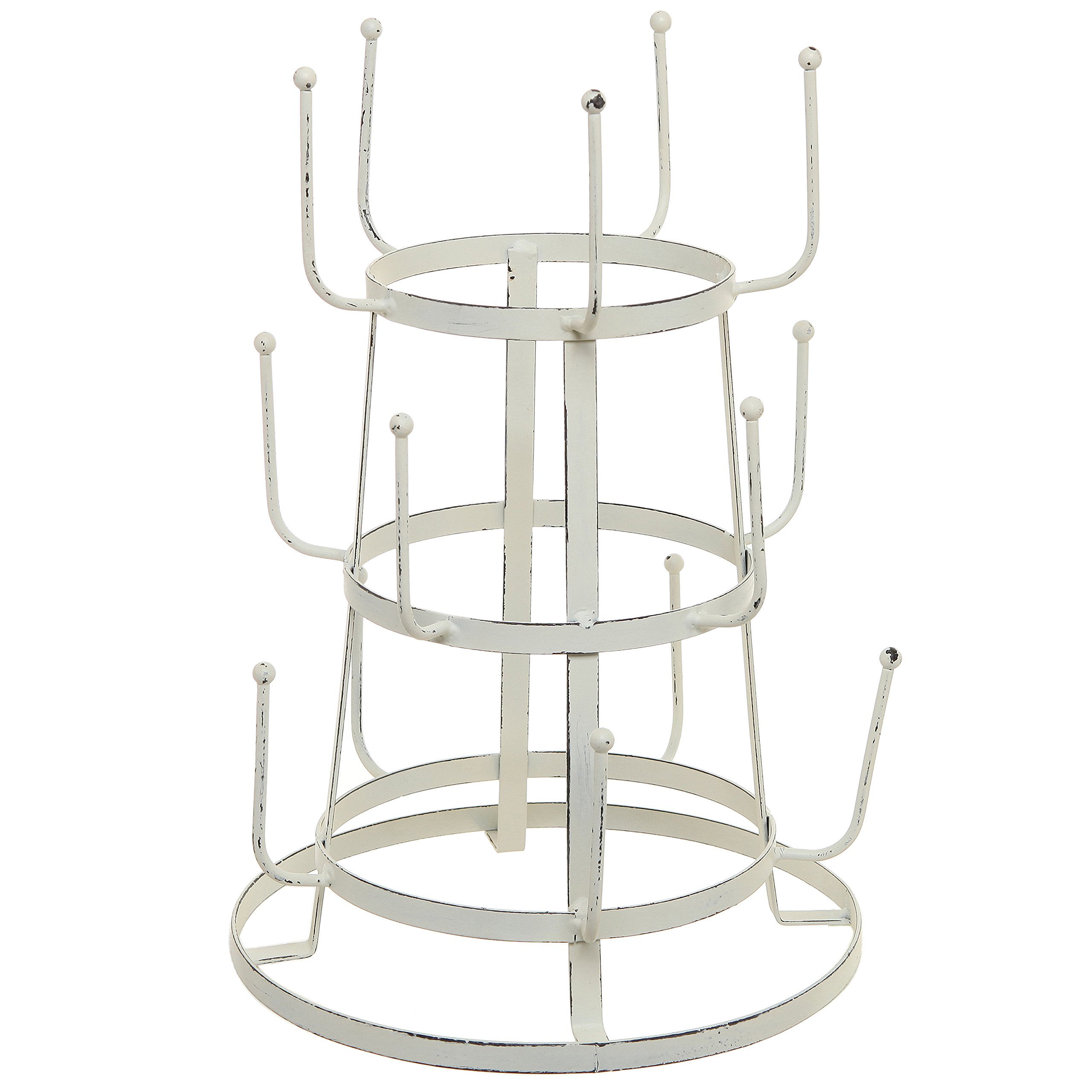 Vintage Off White Iron Mug/Cup/Glass Bottle Organizer Tree Drying Rack
