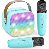 Mini Karaoke Machine for Kids Adults, 2025 TOP Portable Bluetooth Karaoke Speaker with 2 Wireless Microphones for Girls Boys 3-11,12+ Years Old, Best Birthday for Family Home Party