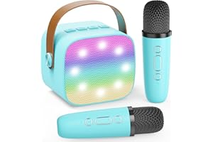 VOIJUMP Mini Karaoke Machine for Kids Adults, 2025 TOP Portable Bluetooth Karaoke Speaker with 2 Wireless Microphones for Girls Boys 3-11,12+ Years Old, Best Birthday for Family Home Party