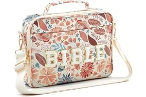 Bible Case for Women, Large Capacity Floral Pattern Bible Bag with Handle & Zippered Pocket for Christmas Day Christian Gifts