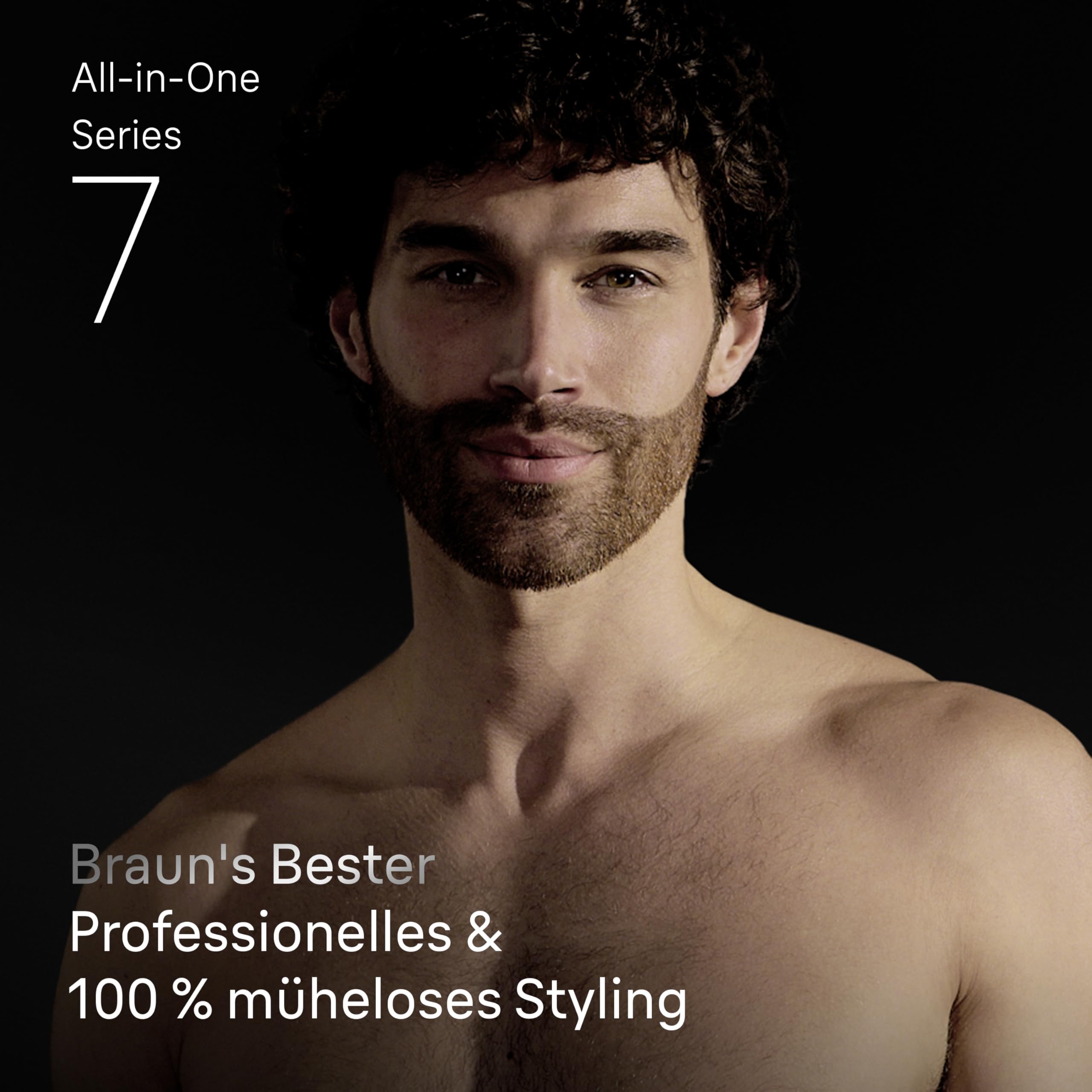 Braun All-in-One Series 7, 18-in-1 Multigroom, Barttrimmer, Nasenhaartrimmer, Haarschneidemaschine für Gesicht, Kopf und Körper, 120 Min Akku, 14 Längen (0.1–21 mm), Wasserdicht, AIO7585, Grau 2