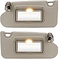 TadaMark Left Driver & Right Passenger Side Sun Visor Fit for Nissan Altima 2013 2014 2015 2016 2017 2018 Beige with Light Without Sunroof Replace # 96400-3TA2A 96401-3TA2A (1 Pair)