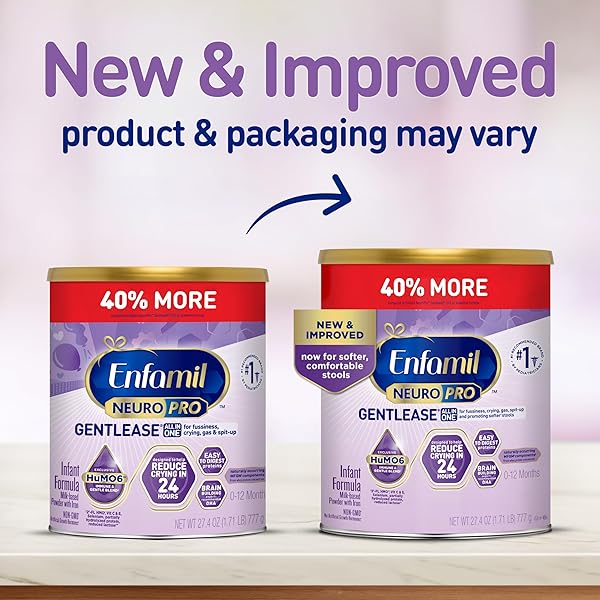 ENFAMIL NEUROPRO GENTLEASE FOR EASING FUSSINESS, CRYING, GAS, SPIT-UP IN 24 HRS, SMALLER PROTEINS FOR EASY DIGESTION, BRAIN SUPPORTING DHA, PREBIOTIC BLEND, HUMO6*, BABY FORMULA, 27.4 OZ CAN