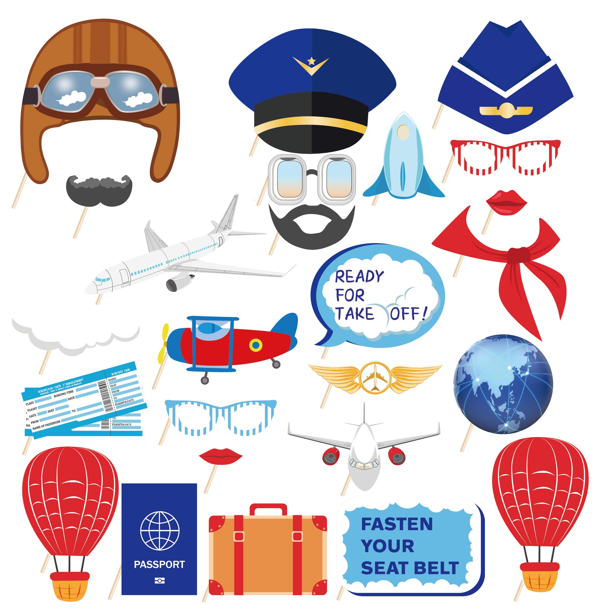 Photo 1 of 25Pcs Pilot Airplane Photo Booth Props Airplane Party Decorations Travel Theme Selfie Props Aviator Photo Booth Props Captain Aviation Party Supplies Plane Selfie Props Airplane First Birthday Part
