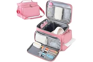 DROPEREUM Breast Pump Bag for Spectra S1 S2, Wearable 100% Insulated Diaper Bag with 4 Milk Storage Bags, New Spectra Travel Bag, Pumping Bag with Waterproof Mat, Upgraded Wearable Breast Pump Case, Pink