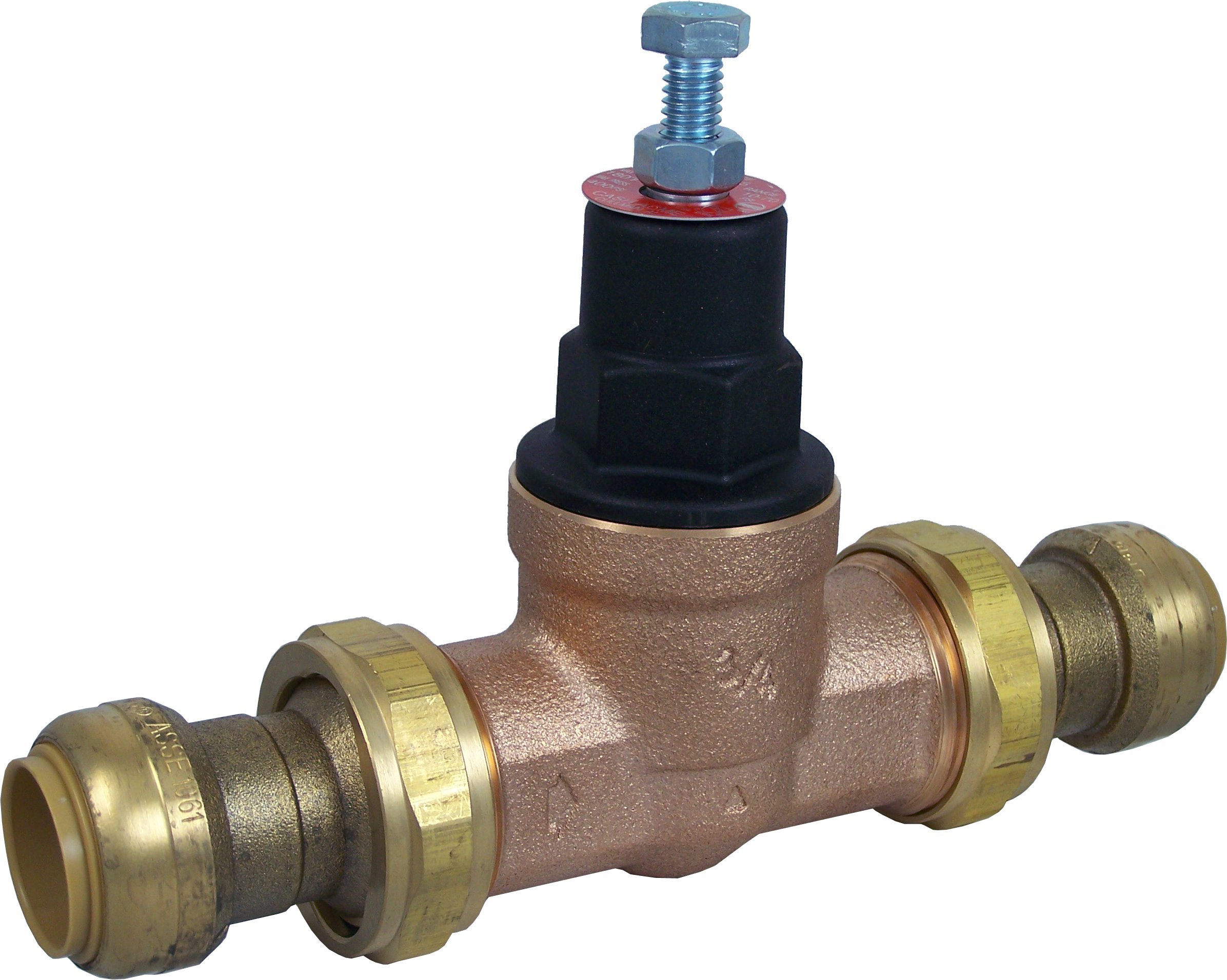 Photo 1 of Cash Acme 3/4 Inch EB45 Double Union Pressure Regulating Valve (PRV), Push to Connect Brass Plumbing Fittings, 45 PSI, 24432-0045