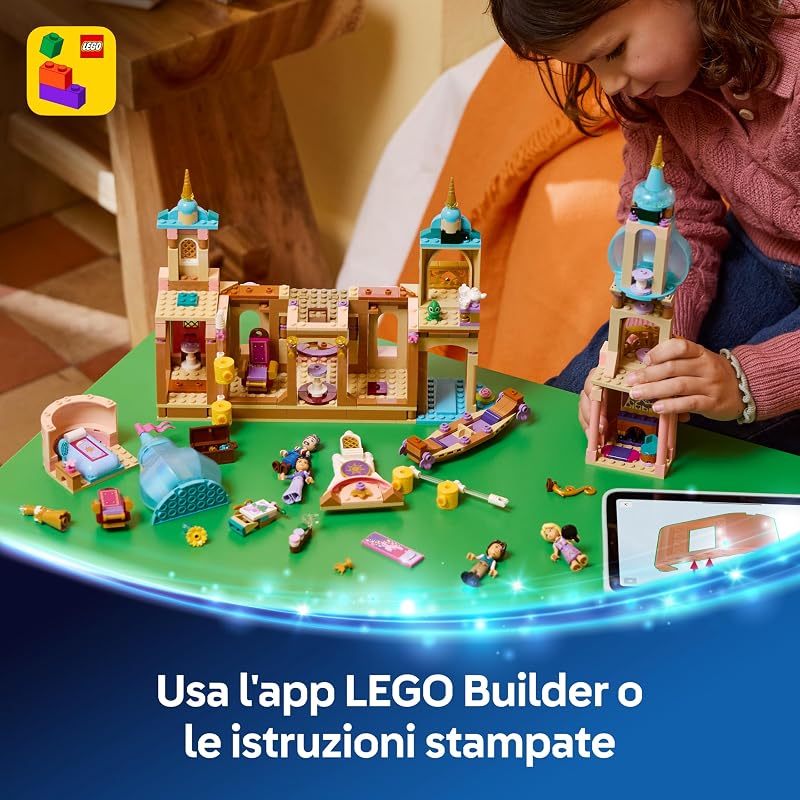 | Disney Princess Il Castello di Rapunzel Giocattolo - Modello da Esposizione con 4 Mini Bamboline, Figura di Pascal e Accessori - Regalo di Compleanno per Bambine da 6 Anni in su e Fan - 43297