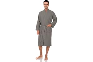 TowelSelections Mens Robe, Waffle Spa Bathrobe, Soft Kimono Bath Robe