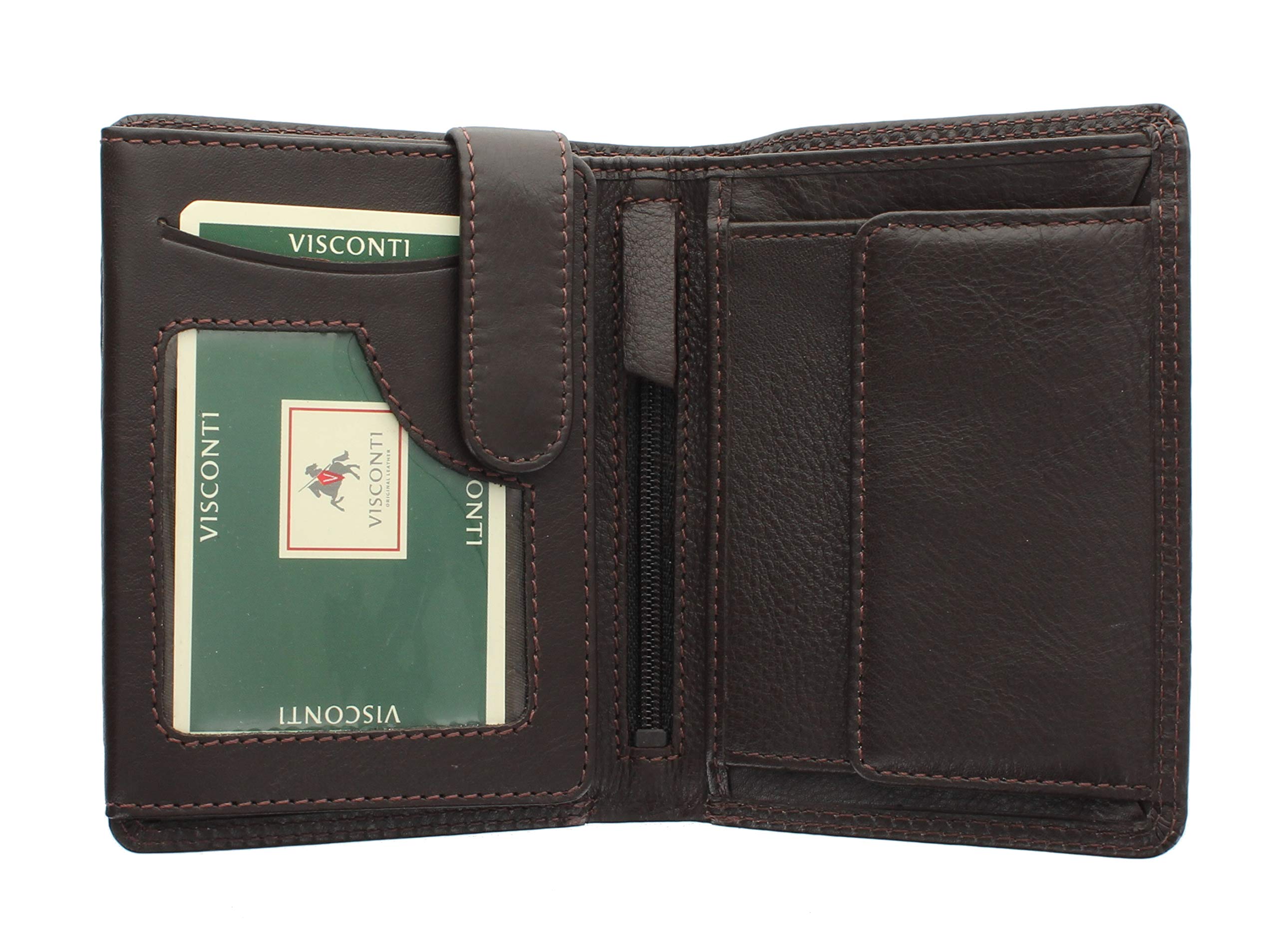 VISCONTI Heritage Collection Brixton Bi-Fold Leather Wallet RFID Blocking HT11 Chocolate