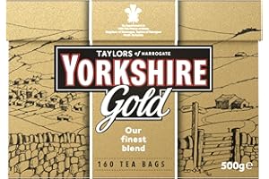 Yorkshire Tea, Gold, Pillow Tea Bags, 160 Count (Pack of 1), Premium Blend, Rich, Smooth, and Satisfying, Classic British Breakfast Blend, Caffeinated, Enjoy Hot or Iced, 160 Teabags