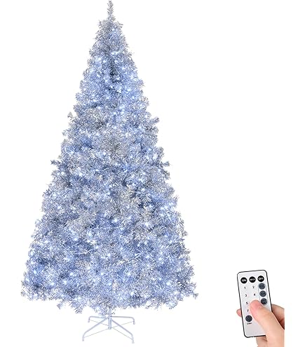 Amazon.com: Treetopia 8ft Silver Unlit Artificial Christmas Tree