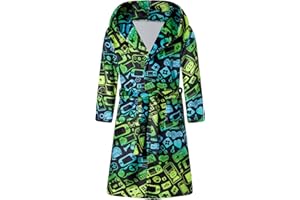 uideazone Boys Fleece Robe Kids Hooded Plush Bathrobe Soft Warm Sleepwear for Teen 7-14 Years