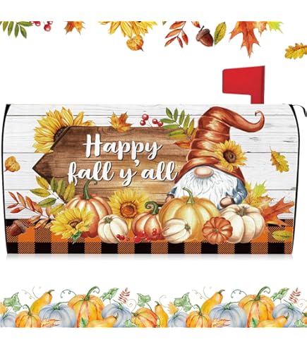 Herbstliche Mailbox-Abdeckung Mit Magneten – Kürbis-Design, Wasserdichter Polyester – Für Briefkästen Bis 53x46 Cm