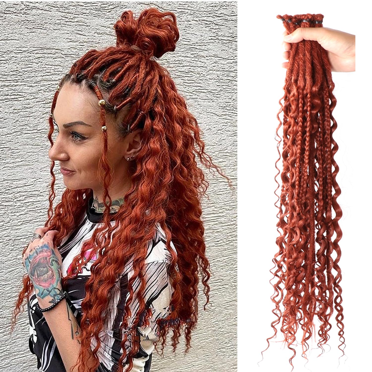 24 Inch Synthetic Dreadlock Extensions Hippie Single Ended Dreads 0.6 cm Width Loc Extensions Reggae Style Crochet Hair for Women (350#, 3 Styles Mixed 24 Inch(6 Strands)) — image 1