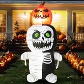 HZGDEJTG 5FT Zombie with Pumpkin On Head, Halloween Outdoor Inflatable Decoration, with LED Lights, Suitable for Outdoor Lawns, Gardens, Terraces and Halloween Parties