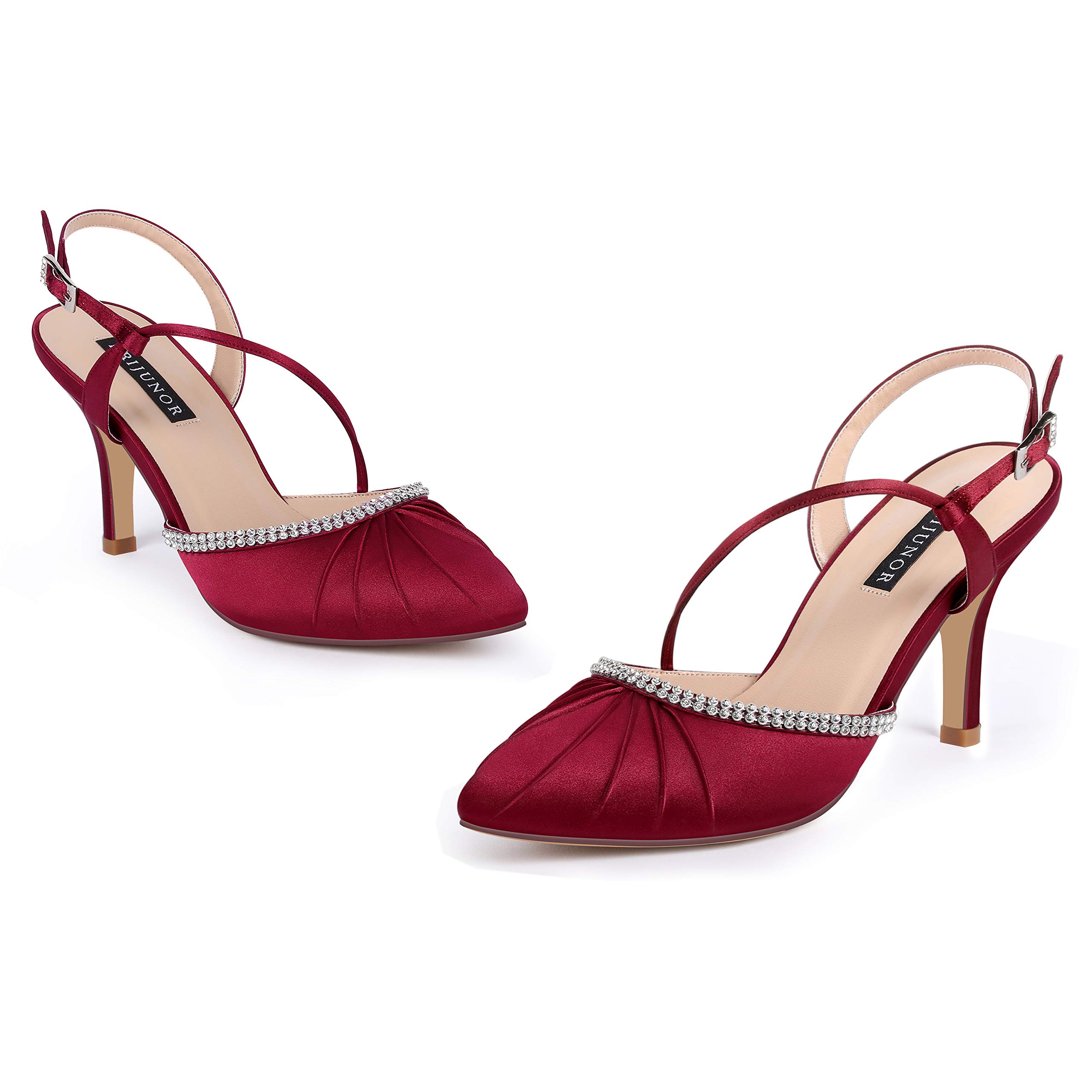 ERIJUNOR E0087 Women Comfortable Mid Heel Wedding Shoes Strappy Sandals