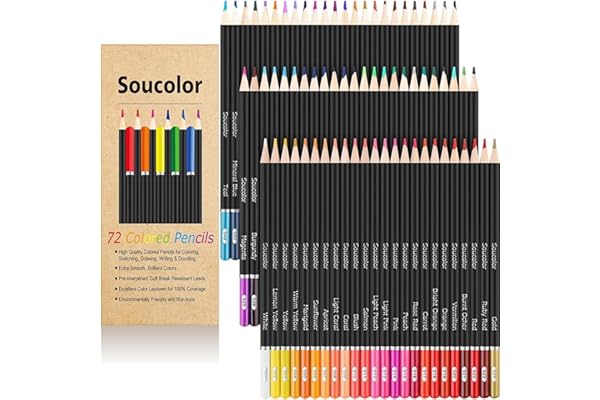 Soucolor 72-Color Colored Pencils for Adult Coloring Books, Back to School Supplies, Soft Core Artist Sketching Drawing Pencils Drawing Supplies, Art Supplies Kit for Adults Kids, Coloring Pencils Set
