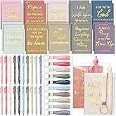 Eersida 80 Pcs Christian Bible Gifts Bulk Mother's Day Religious Scripture Notebooks Scripture Quote Inspirational Ballpoint Pens Silicone Keychain for Church Sunday School Mother Gifts(Pastel)