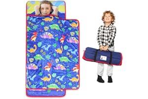 TANOSHII Kids Nap Mat Set 53”x21” – Includes Pillow and Fleece Blanket – Daycare and Preschool Must Haves for Toddlers – Dinosaur Pattern