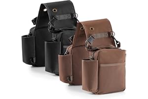 Locmeo 2 Pcs Horse Saddle Bag for Horses Gear Carrier Pommel Packet Waterproof Saddle Sack Pannier with Pocket for Water Bottle Camera Cell Phone Key, Black, Brown