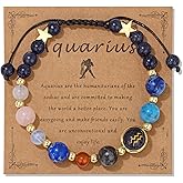 Vinswet Zodiac Bracelets for Women Men,12 Constellations Healing Crystal Stone Beads Bracelet Birthday Zodiac Gifts Horoscope Spiritual Jewelry Bracelet Gifts
