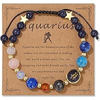 Vinswet Zodiac Bracelets for Women Men,12 Constellations Healing Crystal Stone Beads Bracelet Birthday Zodiac Gifts Horoscope