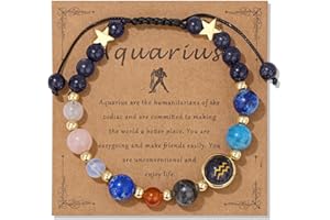 Vinswet Zodiac Bracelets for Women Men,12 Constellations Healing Crystal Stone Beads Bracelet Birthday Zodiac Gifts Horoscope Spiritual Jewelry Bracelet Gifts