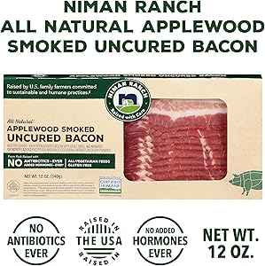 Niman Ranch, Pork Bacon Applewood Smoked Uncured Chef's Case, 12 Ounce