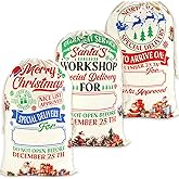 Fancy Land 3 Pack Large Christmas Canvas Gift Bags with Drawstring Jumbo from Santa Sacks Giant North Pole Express Bag for Holiday Presents Party Decor Supplies