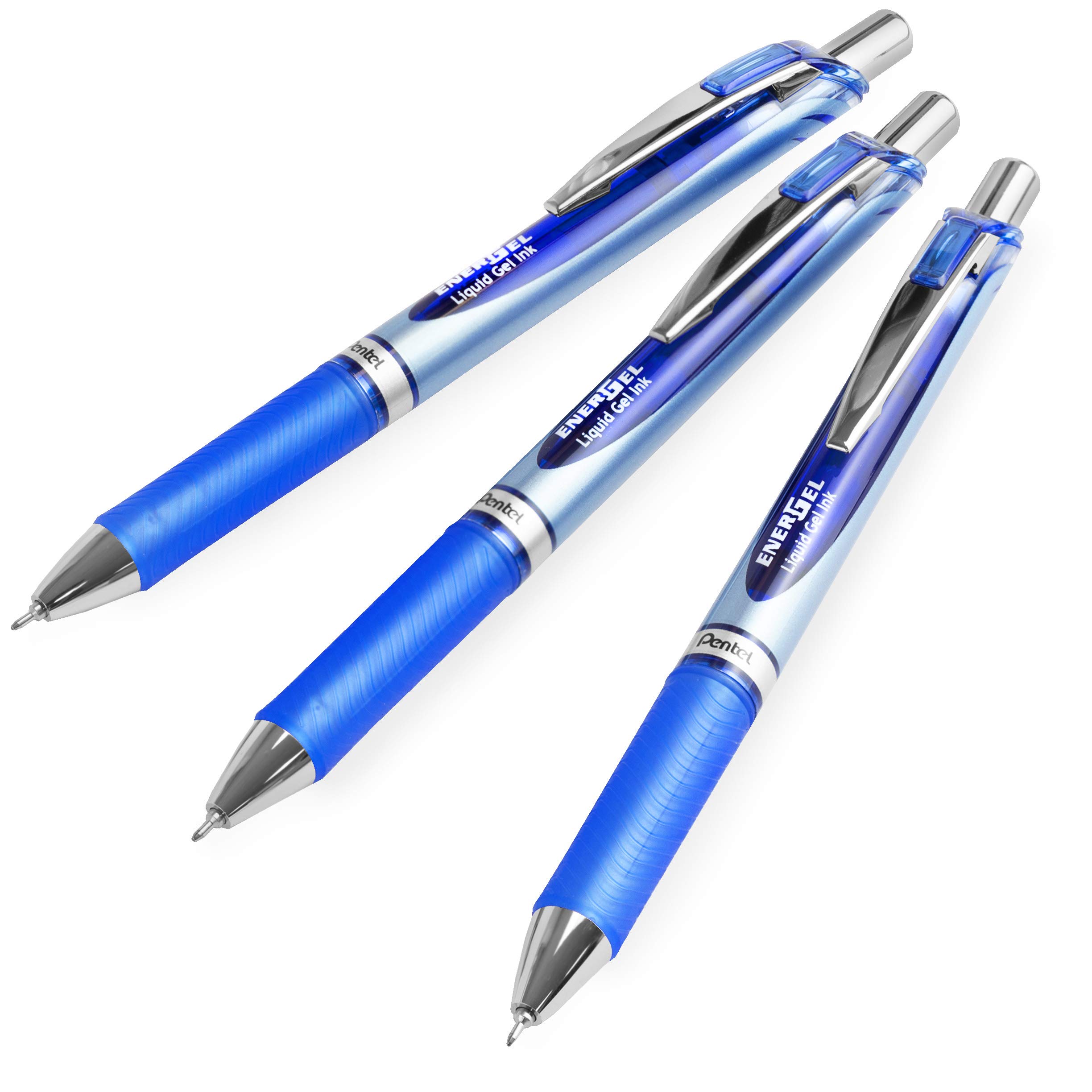 Pentel Energel BLN75 Retractable Gel Ink Rollerball Pen - 0.5mm - Blue - Pack of 3