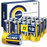 Allmax D Maximum Power Alkaline Batteries (12 Count) &ndash; 1.5V | 7-Year Shelf Life &bull; Leakproof Design &bull; Ultra Long-Lasting &bull; Maximum Performance