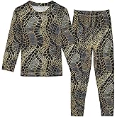 ALAZA Snake Skin Print Gold Pajama Set Pijamas Para Niños Long Sleeve Sleepwear