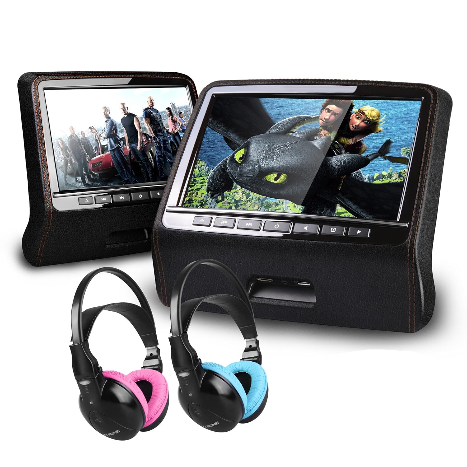 XTRONS 9" HD Active Car Pillow Headrest Monitor Portable