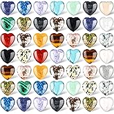 Nuenen 72 Pcs Valentines Natural Heart Shaped Crystal Stone 0.8'' Worry Stone Bulk Heart Palm Pocket Healing Carved Love Mini Gemstone Decor for Valentines Witchcraft Meditation