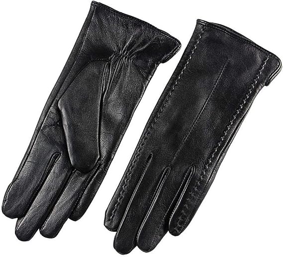 Women'S Warm Leather Gloves Deerskin Gloves Thin Wool Lining Hand