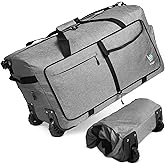 Bago Rolling Duffle Bag with Wheels - 31" 120L Foldable Weekender Bag, Waterproof Travel Duffel Bag, Heavy Duty Lightweight Duffle Bag for Traveling, Rolling Duffel Bag with Wheels (SnowGray0023)