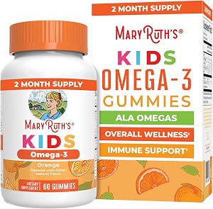 MARYRUTH'S Vegan Omega 3 Gummies for Kids, No Fish Taste, 2 Month Supply | No Fish Taste, 2 Month Supply