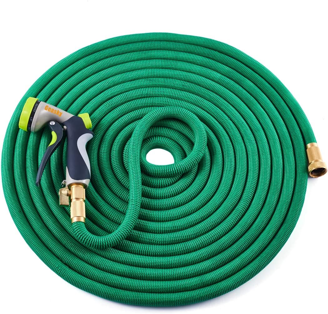Geasky Expandable Garden Hose 150ft Long Hose 4 Layers Latex Core Water Hose High Tenacity Fabric Outer Cover High Tenacity Fabric Outer Cover Solid Brass Fittings 8-Way Nozzle Upgraded Version 2020 : Garden & Outdoor