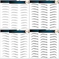 Eyebrow Tattoo 8 Sheets, 84 Pairs Eyebrow Tattoo Sticker Waterproof 4D Hair-Like Temporary Eyebrows Peel Off Brows Grooming Transfers Stickers Makeup for Women, Men, Girls, Black