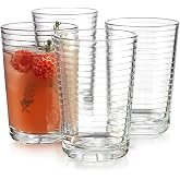 Juice Glasses 7 oz. Set Of 4 Glass Cups &ndash; By Home Essentials and Beyond &ndash; Beverage Water Tumblers for Juice, Whiskey, Cocktails, Iced Tea. Dishwasher safe.