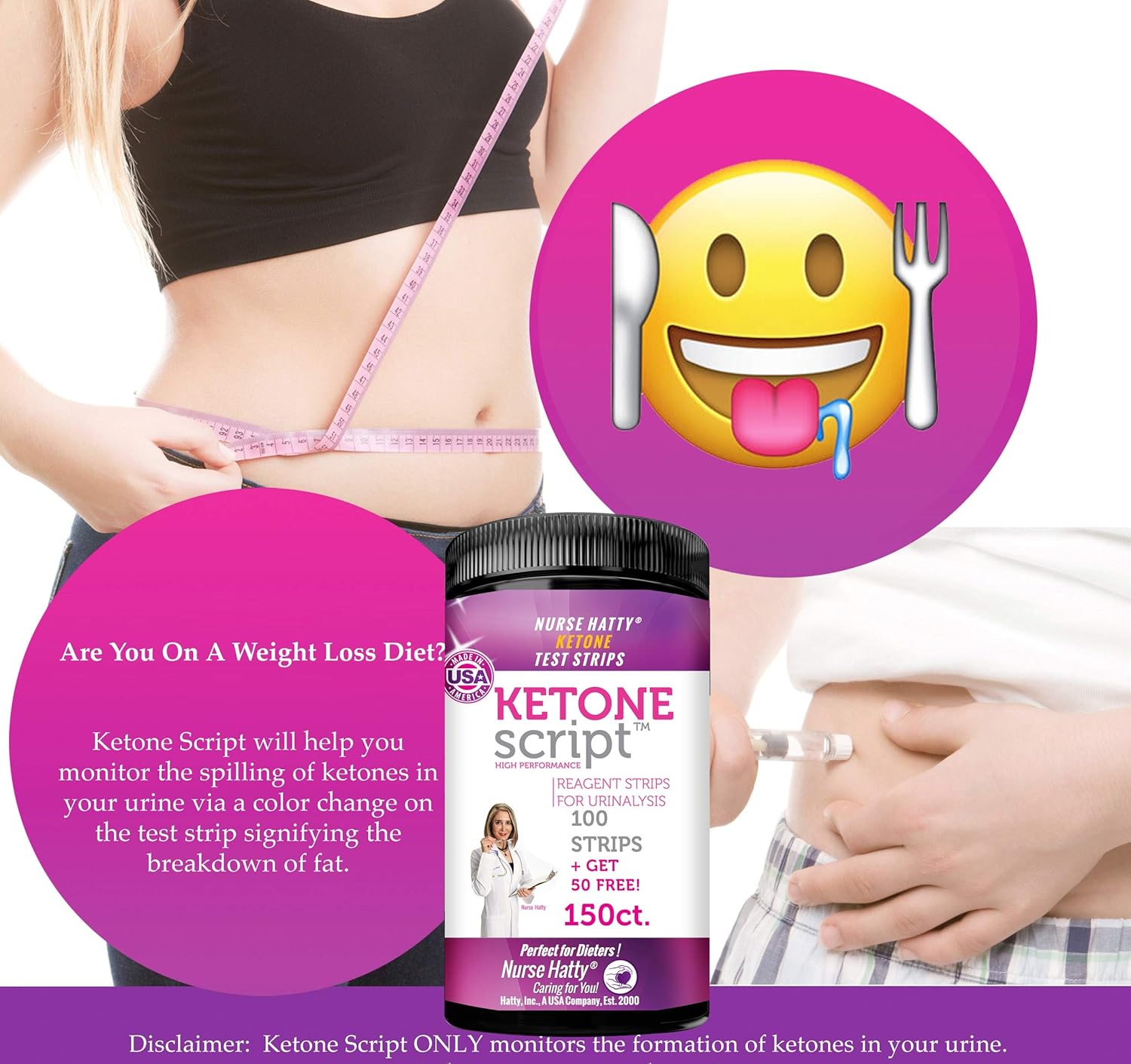 Nurse Hatty - 150 Keto Strips – Fresh – USA-Made – High-Performance - Home Urinalysis to Test Body Ketosis on Ketogenic & Low Carb Diets (150ct. Long Ketone Test Strips, Perfect for Urine Stream): Health & Personal Care