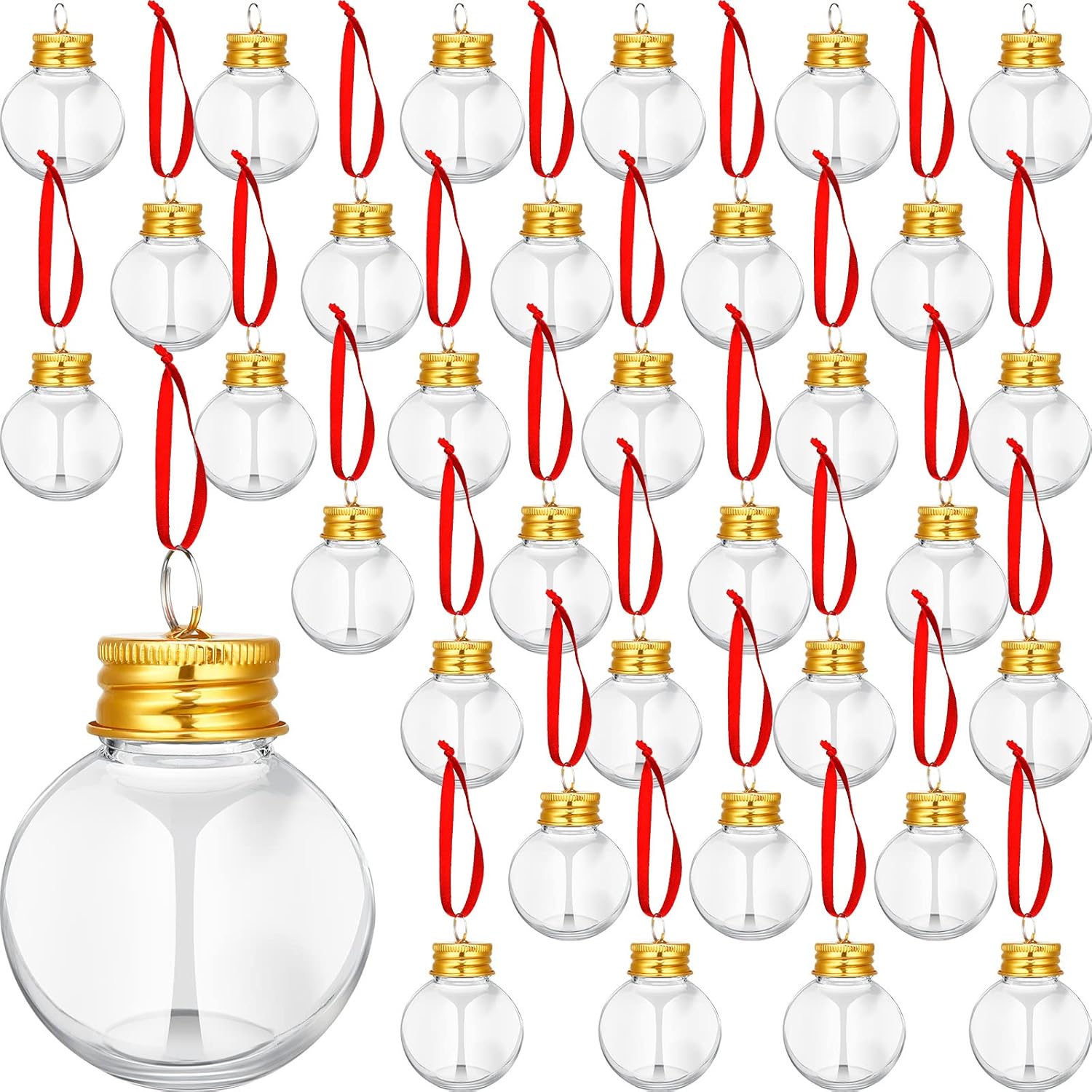 Ornaments - Christmas Drink Balls Christmas Fillable Tree Ornaments Water Bottle Bulbs Shape Plastic Clear Christmas Ornaments Pendant Ball Bell for Party Decoration (Ball Style,36 Pieces)