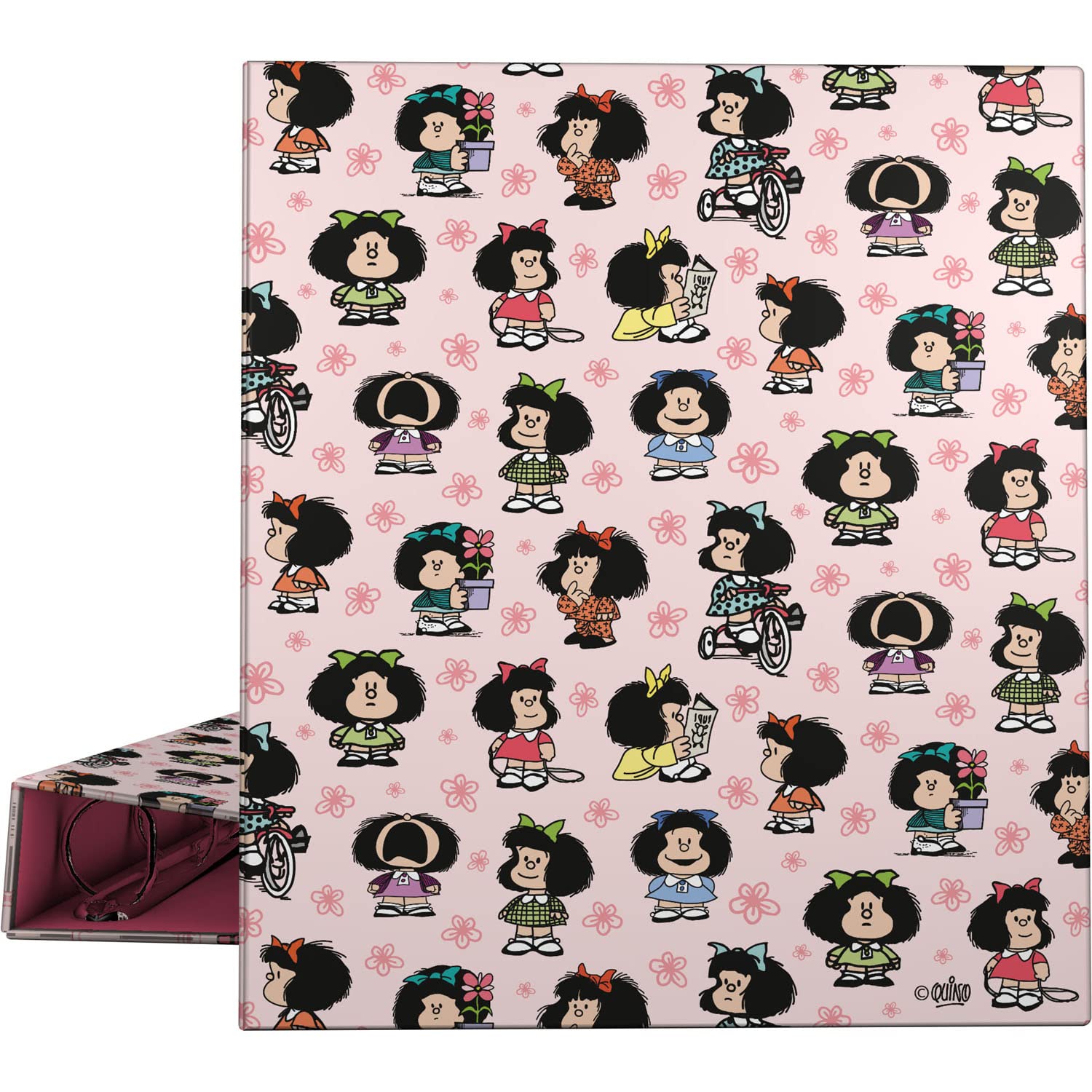 Grafoplás - A4 Ring Binder, 4 Mixed Rings 40 mm, Unique Mafalda Collection, Soft to The Touch, FSC Certified