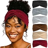 ZUYASEZ 6 Pcs Short Headbands for Women Boho Twist Hair Bands Stretchy Turban Head Bands for Women's Hair Festival Non Slip Workout Hair Wraps Accessories