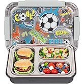 Stainless Steel Bento Lunch Box for Kids, 710 ml/23.5 oz BPA-Free Leak-Proof Food Containers with 3 Compartments, Back to School Students Daycare Lunches Snack Container Size for Ages 3-7