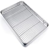 P&P CHEF 19.6 Inch Baking Sheet Pan with Rack Set, Stainless Steel Cookie Sheet Pan Tray with Cooling Rack for Oven Use, Cooking Roasting, Non Toxic & Dishwasher Safe, Heavy Duty